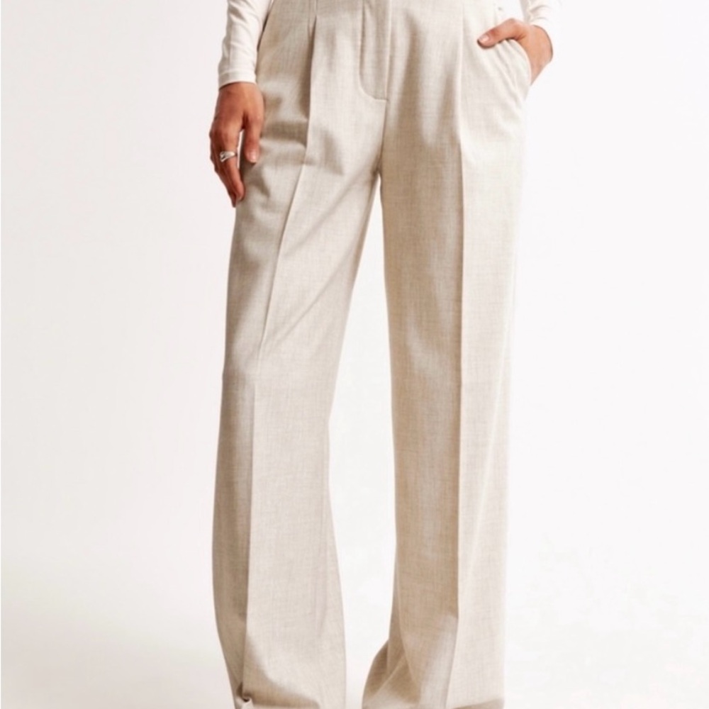 Abercrombie & Fitch Cream Wide Leg Pants long